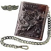 punkman2000 Vintage Dragon Mens Wallet Slim Card Money Purse Wi/Safe Chain