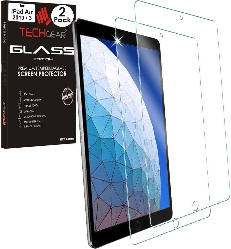 TECHGEAR 2 Pack of GLASS Edition Screen Protectors for iPad Air 2019 / 3rd Generation, 10.5"
