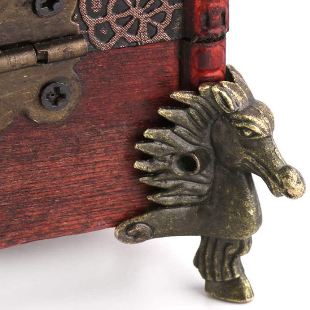 8PCS Wooden Box Feet Horse Head Shaped Antique Brass Wood Case Feet Leg Corner Protector for Wooden Storage Box Cabinet Decoration