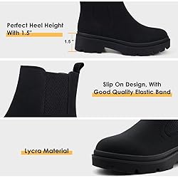 JABASIC Women Lycra Chelsea Boots Low Heel Elastic