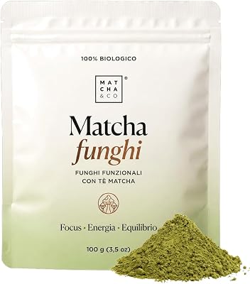 - Matcha Mushrooms Bio (100g) – Tè Matcha Cerimoniale del Giappone con 6 Funghi Funzionali (Criniera di Leone, Reishi, Chaga, Cordyceps, Shiitake, Maitake) – Focus · Energy · Balance