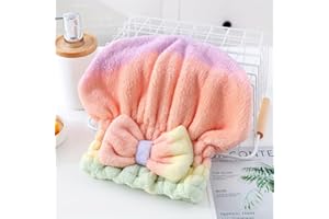 1 Pack Absorbent Hair Drying Towel Wrap for Women, Thick Coral Fleece Shower Cap Style Turban Towel for Long Short Hair, Soft