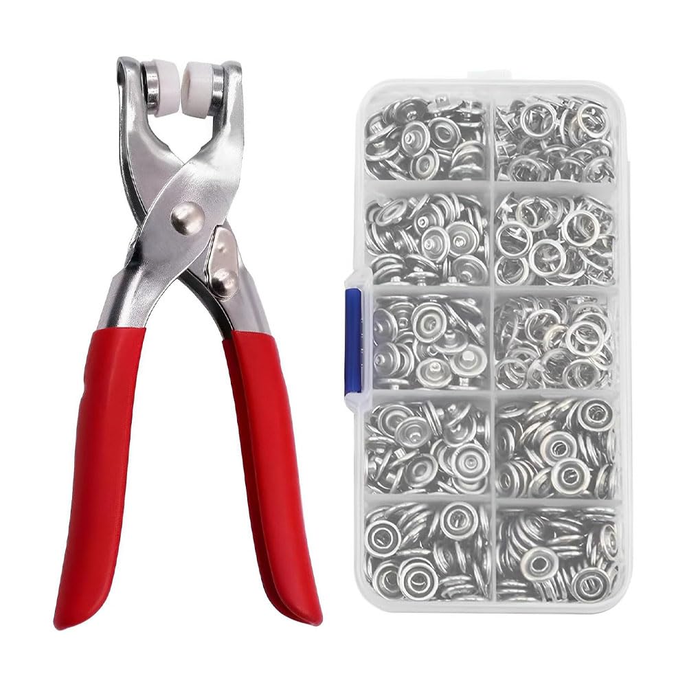 100 Pcs Snap Button Fastener Kit,LIUHUIZEYU 9.5mm Silver Sewing-Free Button Five Claw Buckle Tool for DIY Sewing Crafts Children's Clothing