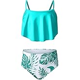 blibean Teen Girls Two Piece Bikini Sets Swimsuits with Chest Pad Size 6-15 Years