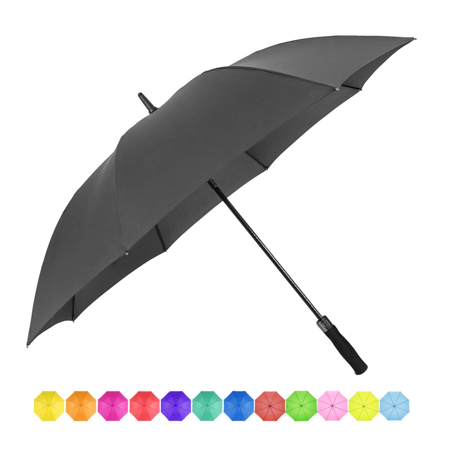 RUMBRELLA Golf Umbrella Windproof UV Umbrellas Large UPF 50+ Auto Open 55IN (A: Black)