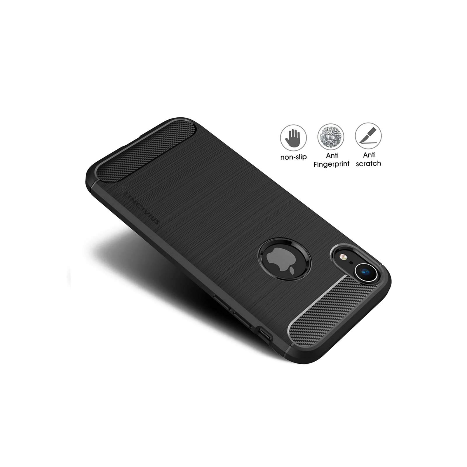 LINCIVIUS  Coque Apple iPhone XR [TPU Brushed Carbone] Protection Coque Carbon iphone XR Housse Etui Accessoires Silicone Souple Hybride Design Anti Choc