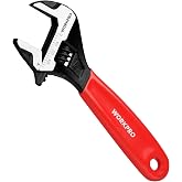 WORKPRO 6-Inch Compact Adjustable Wrench, Wide Jaw Cr-V steel Wrench | Black Oxide Finish, Metric &amp; SAE Scales, Fits M6&ndash;M16 bolts for Home Repairs, Garage, DIY and Light Workshop Use