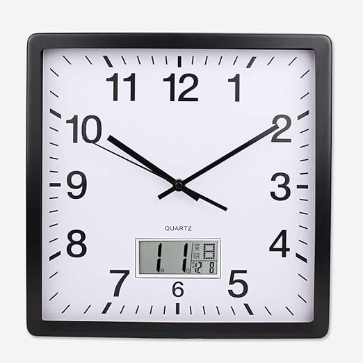 Hkmbp Reloj De Pared Cuadrado De Acero Inoxidable Calendario
