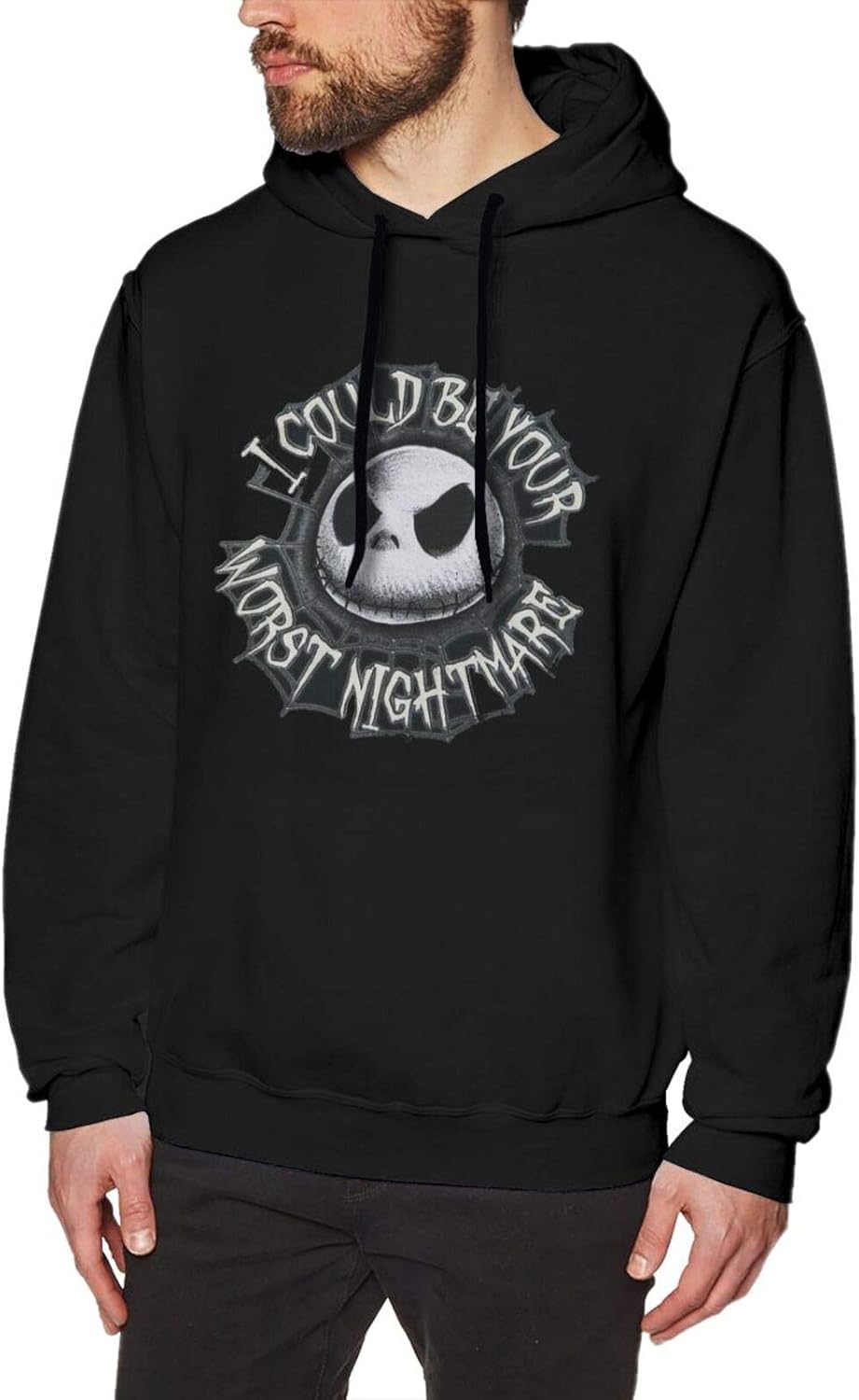 Jack Skellington 2 Men's Fashion Long Sleeve Fleece Sweater Tops Black