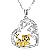 SELKAT 925 Sterling Silver Fox/Giraffe/Koala/Panda/Dog/Raccoon/Tiger/Cow/Snake/Penguin/Frog Necklace Cute Animal Pendant Birthday Gifts for Women Animals Lover