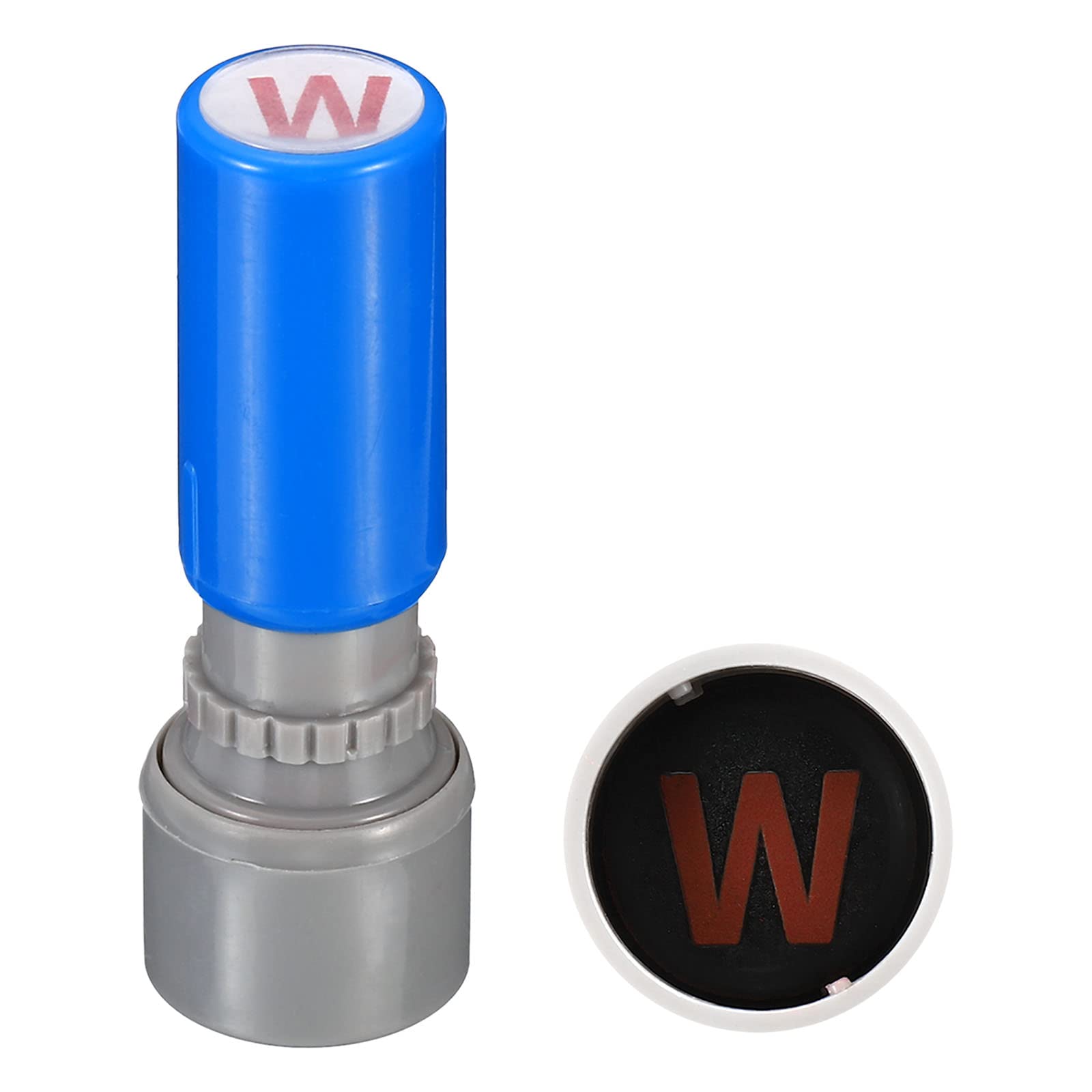 PATIKIL Letter Stamps Self Inking, Character W 7mm Alphabet Teacher Stamp Initial Stamp Mini Ink Stamp for Class Notebook Scrapbooking DIY Craft, Blue Shell