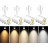 VANoopee 5-Color LED Track Lighting Heads H Type Track Light Heads Dimmable, 2000K 3000K 4000K 5000K 6000K Adjustable, Flicker Free CRI90+ 24&deg; 10W 800lm, White (4 Pack)