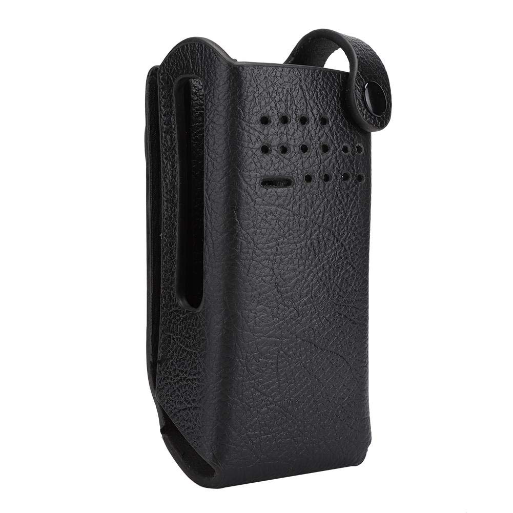 Radio Holster, Hard PU Leather Two-Way Radio Holder Walkie Talkie Protective Carrying Case Pouch Bag with Hook Clip & Adjustable Shoulder Strap for GP328D