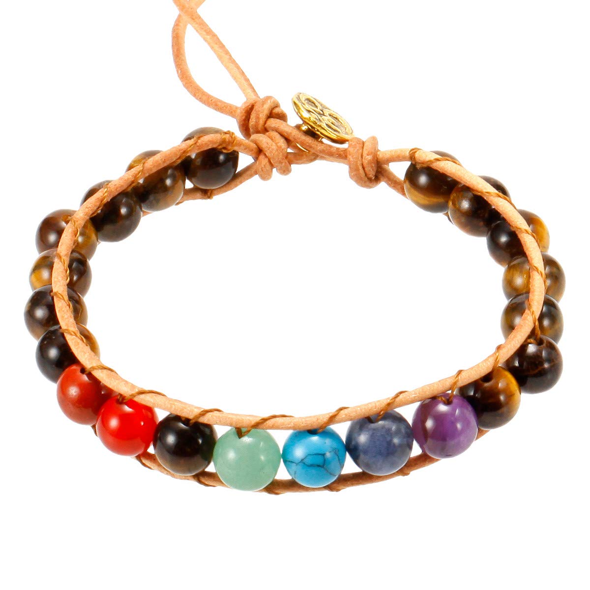Mookaitedecor Stone Beads Bracelet for Women Healing Crystal Chakra Braided Adjustable Boho Wrap Bracelet for Friend multicoloured