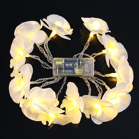 OSALADI 10 LED Blume String Licht Stoff Realistische Blossom Beleuchtung Hochzeitsmittel Romantische Dekoration für Party Bankett Galerie Zimmer Geschenk (Weißes Warmes Licht)