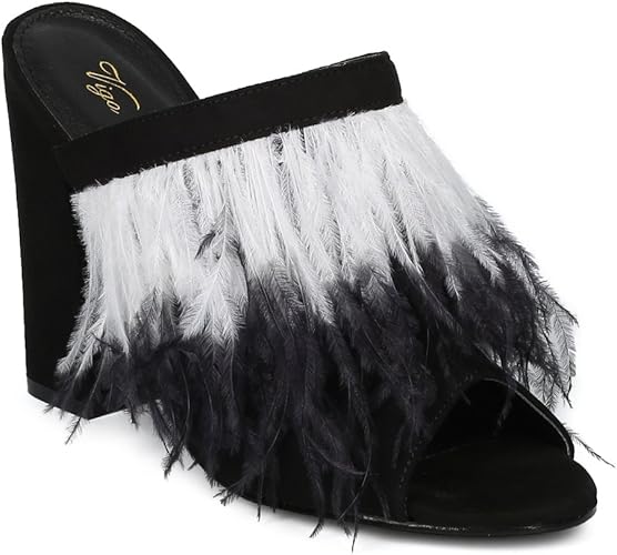 feather mules heels