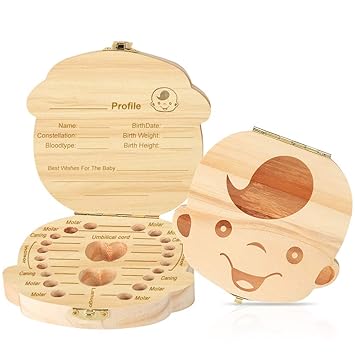 Amazon.com: LOAZRE - Caja de dientes para bebé, organizador de recuerdos para niños, de madera, contenedor de dientes, para mantener la memoria de los niños: Baby