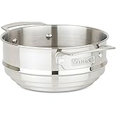 Viking Steamer Insert and Colander, Stainless Steel Pot Strainer, Fits 2-4 Quart Sauce Pan and 6.25-8 Inch Sauce Pans and Casseroles, Dishwasher and Oven Safe, Silver
