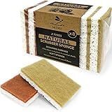 Eco sponges 2 Types Natural Plant Based Scrub Sponge 8 Pack Palm Fiber Scrubbing Sponge with Non Scratch Compostable Sponges 