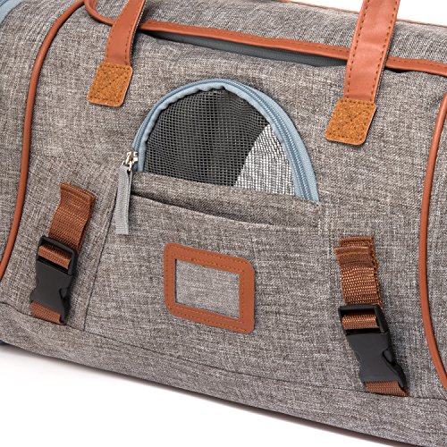 Airline Approved Soft Sided Pet Carrier, Low Profile Travel Tote with Fleece Bedding, Premium Zippers & Metal Safety Clasp, Under Seat Compatibility, Perfect for Cats and Small Dogs