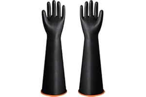Latex Chemical Gloves Resistant Rubber PPE Industrial Safety Work Protective Long Gauntlets Gloves, 22" Black Heavy Duty Glov