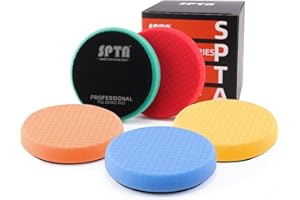 Buffing Polishing Pads, SPTA 5Pcs 6.5 Inch Face for 6 Inch 150mm Backing Plate Mix Cutting Force Buffing Pads Cutting Polishing Pad Kit for Car Buffer Polisher Compounding,Polishing, Waxing-SQMIX65