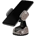 Amiss Universal Bling Cell Phone Holder, 360°Adjustable Car Phone Mount with One More Air Vent Base, Crystal Car Interior Decoration, for Windshield, Dashboard and Air Vent (Grey)