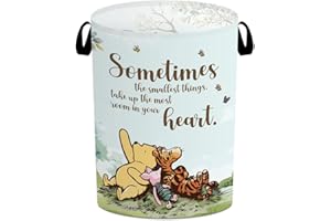 TILLFURU Classic Winnie Storage Basket, Winnie Laundry Hamper, Winnie Nursery Baby Stuff, Pooh Oxford Cloth Hamper With Waterproof Pe Coating, for Boys and Girls Bathroom Bedroom 15.7×19.6 Inch