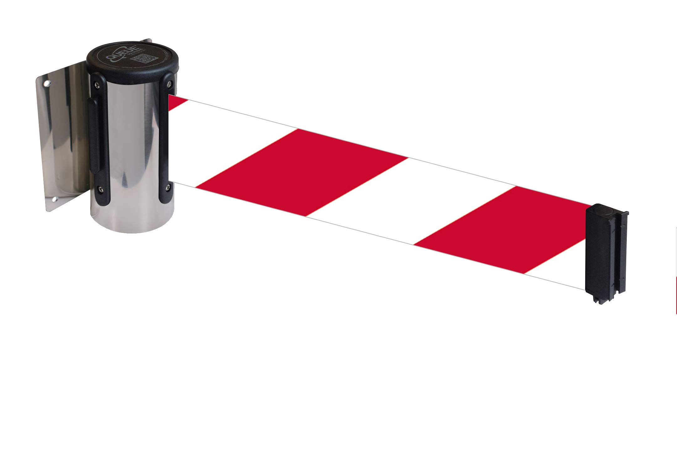Flexibarrier Wall Mount (Silver) with Barrier Tape (Red/White) -Economy- 4.5m belt