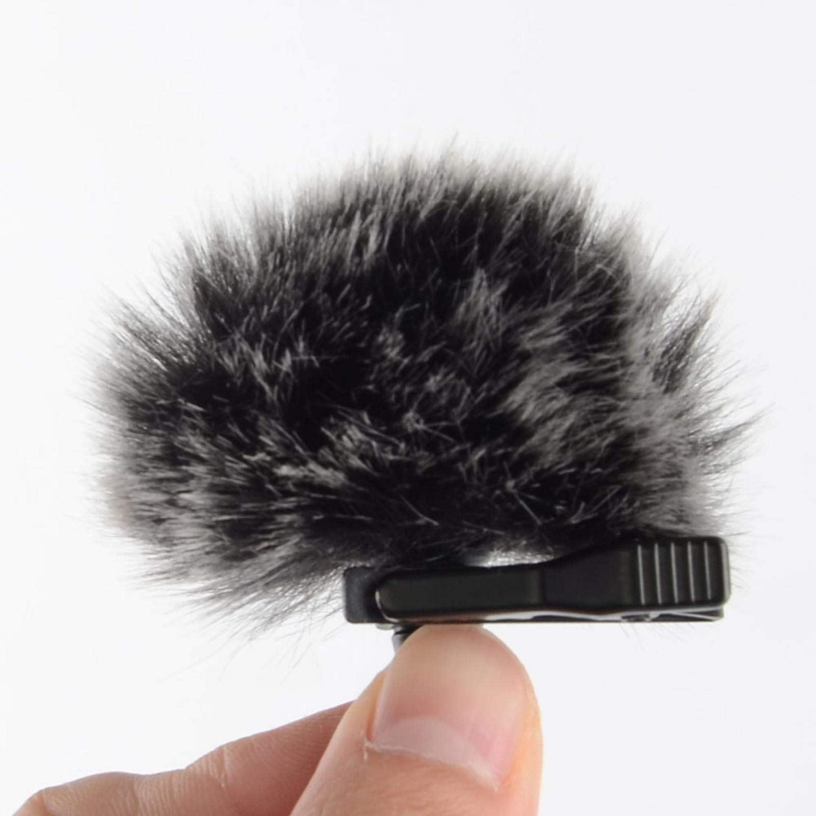 Akozon Lapel Tie Microphone Fur Microphone Windshield Cover Fur Windshield Cover For Microphone Wm6 WM8 M1(Black + White)