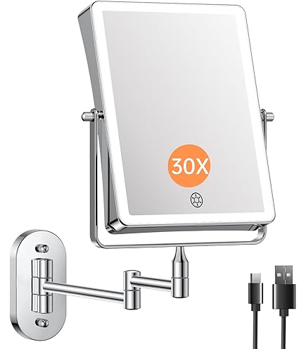 Jerdon LED Lighted Wall Mount Makeup Mirror | 6.5x9 Inch Rectangular 5X Magnification | Chrome Finish