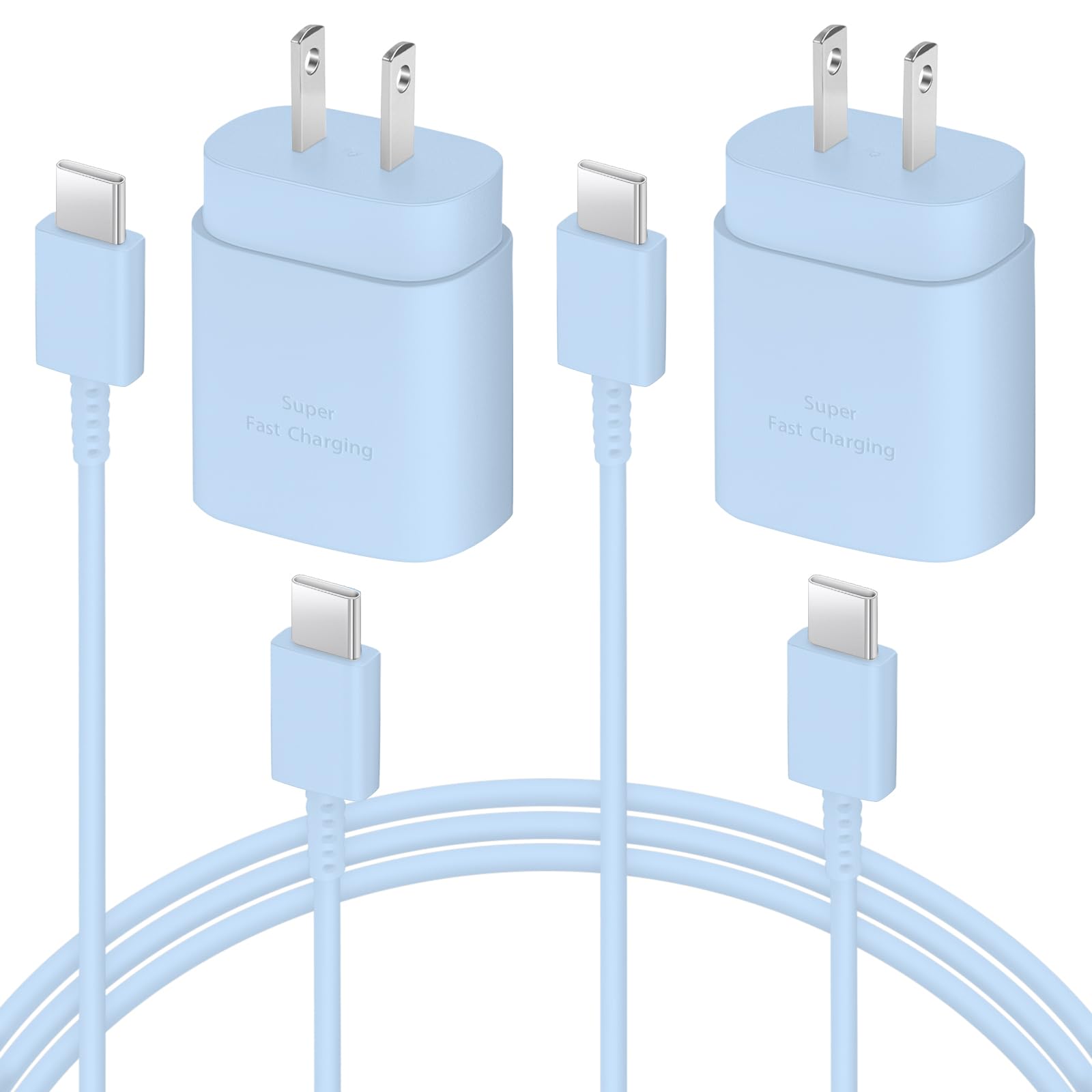 AISNI USB C Charger, 2 Pack 25W Type C Charger Fast Charging with USBC Chargers Cable 6 FT Android Phone Charge for Galaxy S25/ /S24/S23+/S22/S21/S20/Phone 17 16 15 Pro Max 16 15 Plus-Blue