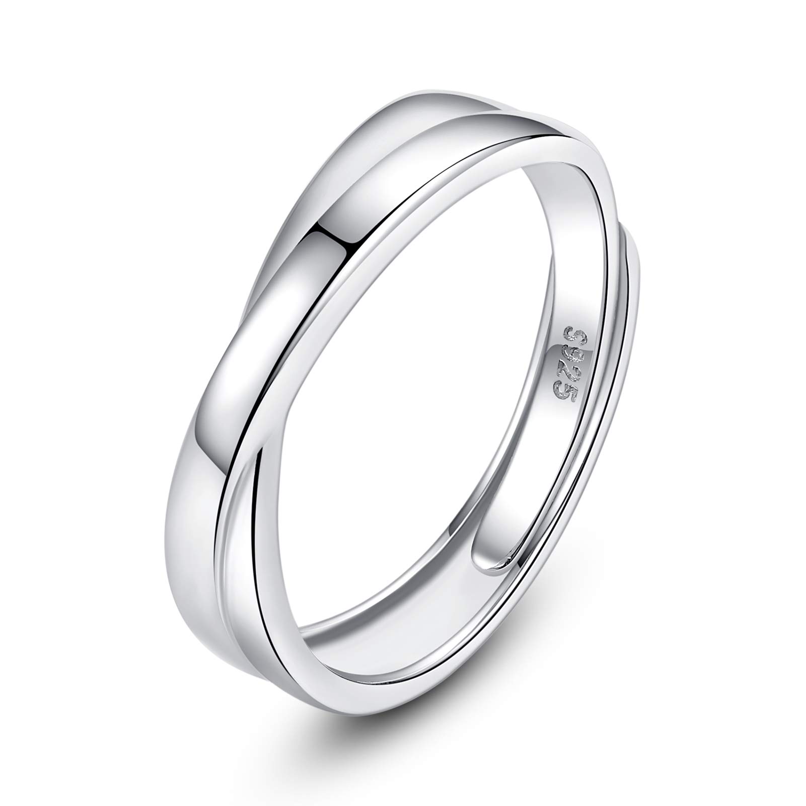 VIKI LYNN Men Women 925 Sterling Silver Adjustable Criss Cross Rings Engagement Wedding Couple Ring