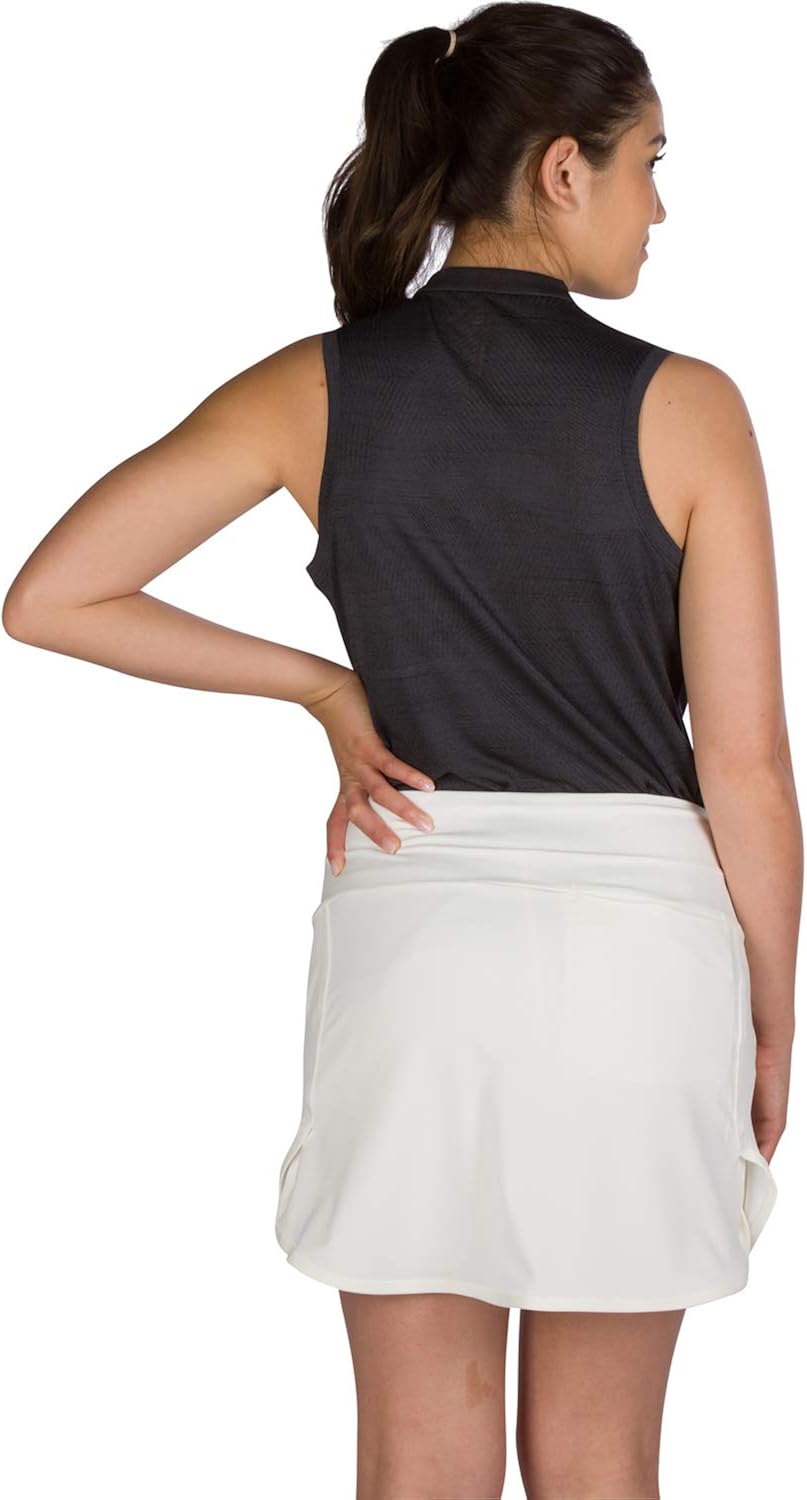 Women’s Sleeveless Collarless Golf Polo Shirt - Dry Fit, Breathable, Compression Golf Tops: Clothing