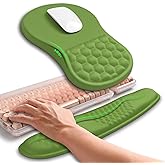 Hokafenle 2in1 Combination, Wave Keyboard Wrist Rest and Ergonomic Curvature Mouse Pad Wrist Support for Relieve Wrist Pain, Filled with Soft Cushion Memory Foam, Dill Green