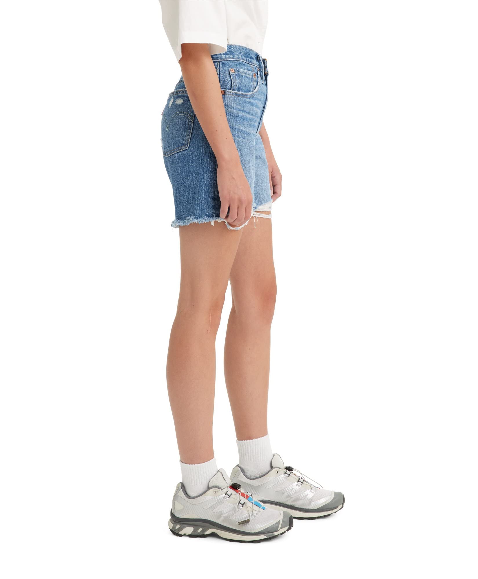 [Levi's] デニムハーフパンツ 501 Mid Thigh Short レディース ミディアムインディゴデストラクト 31