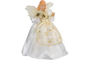 Kurt S. Adler Kurt Adler 10-Light 9-Inch Ivory and Gold Angel Treetop