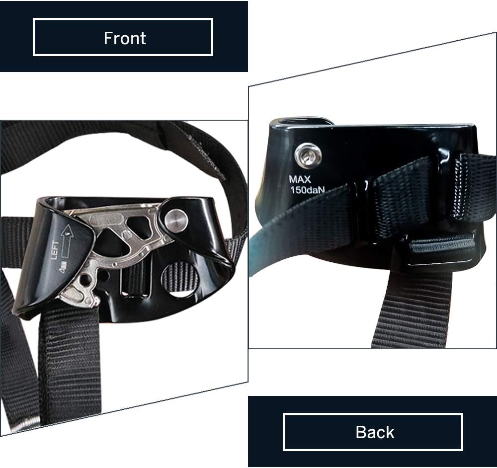 NewDoar Left Foot Ascender Riser Rock Climbing Tree Arborist Mountaineering Rappelling Quick Step Equipment CE Certified Climbing Device for 8~13MM Rope(Left Black) : Sports & Outdoors