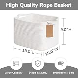 TIMEYARD Woven Storage Basket Cotton Rope 33x25x22.5cm White view 3