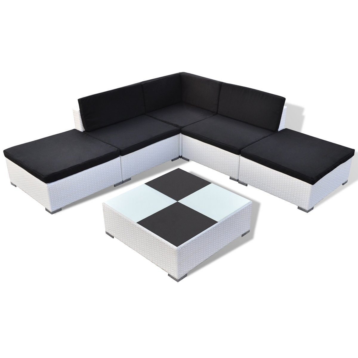 vidaXL Gartenmöbel Poly Rattan Set Lounge Weiß 15-teilig ...