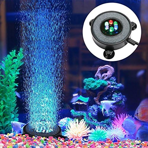 Dxcel LED Aquarium Air Bubble Light Fish Tank Air Curtain Bubble Stone Disk with 6 Color Changing LEDs