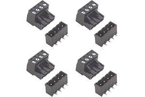 GENERIC Tcenofoxy 5.08mm Phoenix Connector 4 Pin Black Phoenix Type PCB Screw Terminal Block Connector (4Sets 5.08M-BK-4P)
