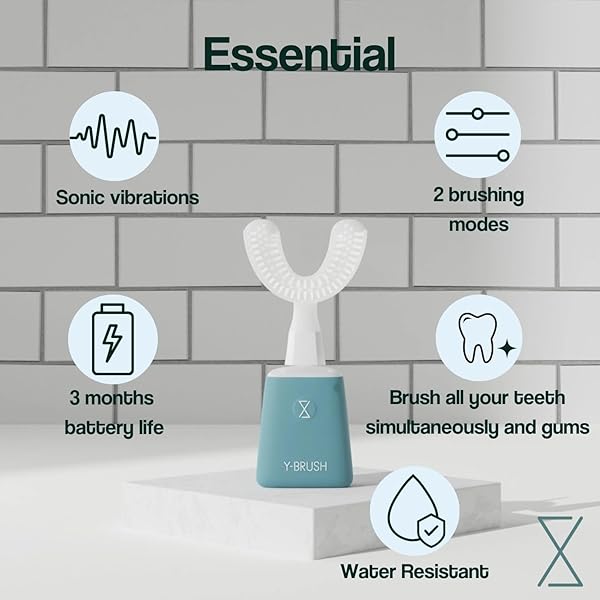 Y-BRUSH NEW 2025 ESSENTIAL – SONIC ELECTRIC TOOTHBRUSH – 3 MONTHS BATTERY LIFE WITH USB-C – 2 BRUSHING MODES – CLINICALLY PROVEN – ADULT