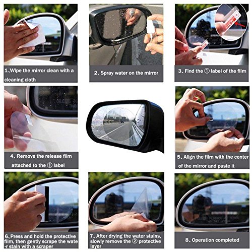 cartaoo Car Rearview Mirror Anti-Fog Waterproof Film Nano Coating Rainproof Rearview Mirror Window Protective Film Pack of 2