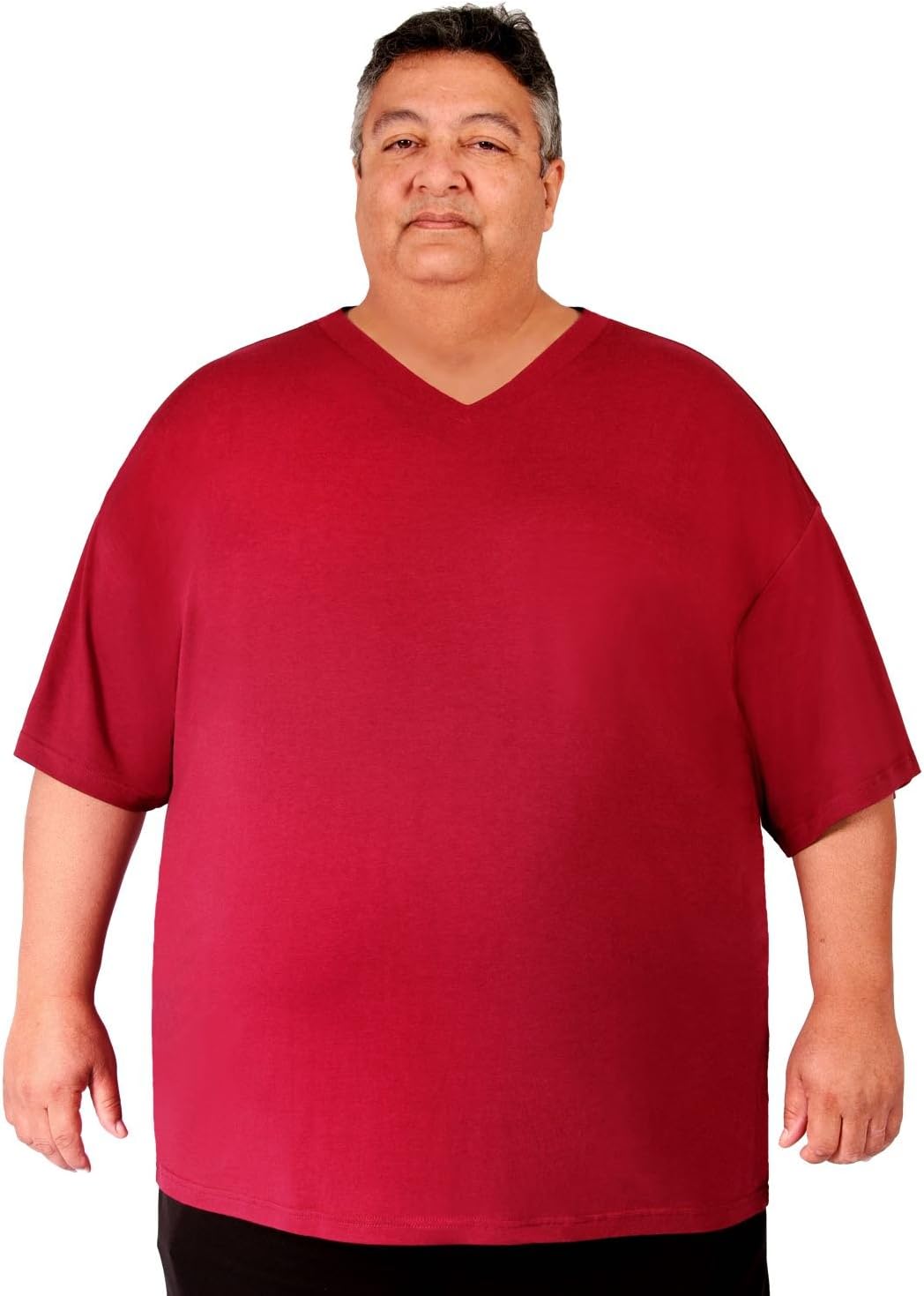 Big Boy Bamboo Big and Tall T-Shirt with V-Neck for Men – Short Sleeve Tee Shirt, Made of Ultra-Soft Bamboo (5XL, Wine)
