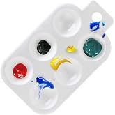 U.S. Art Supply 6-Well Plastic Rectangular Artist Painting Palette | Paint Color Mixing Tray - Art Students, Classroom, Class Craft Projects, Fun Parties - Brush Mix Acrylic, Oil, Watercolor