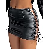 Just Quella Women's Classic High Waist Sexy Slim Mini Pencil Leather Skirts (No Belt)