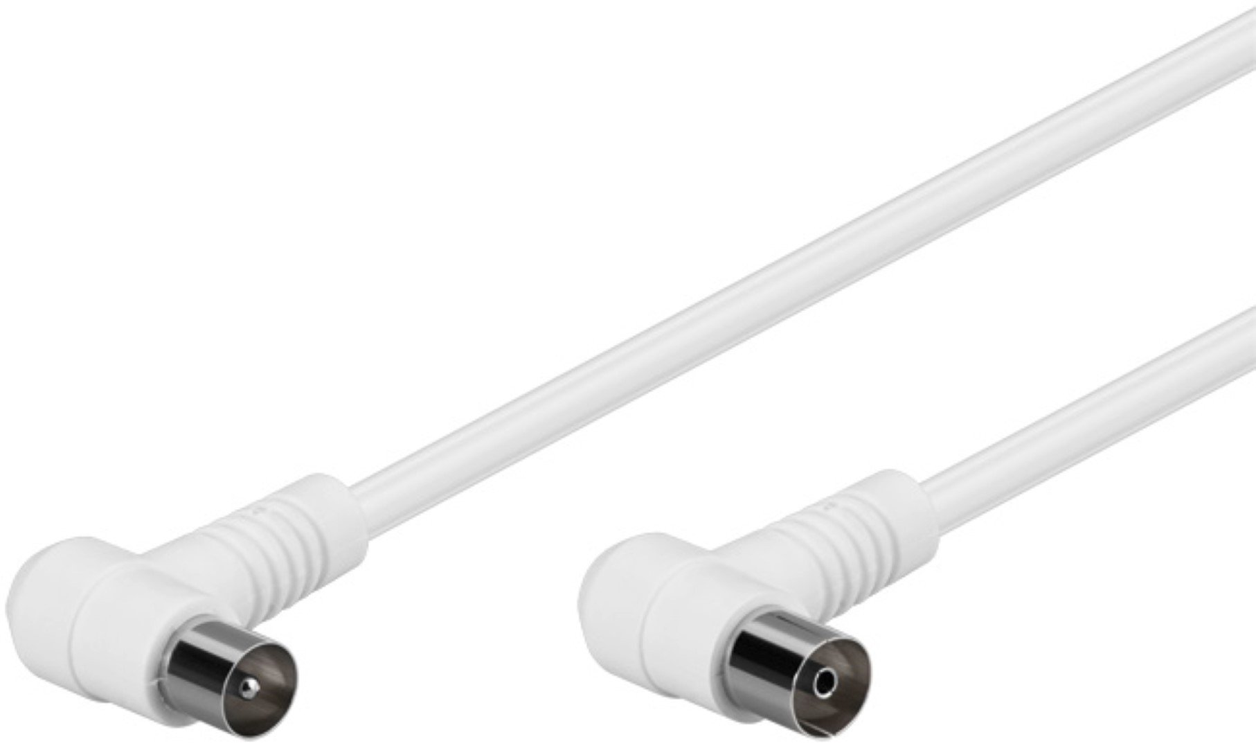 Goobay 67354 Antenna cable angled shielded coax plug 90° to coax socket 90° coax (2x angle) 80db, white