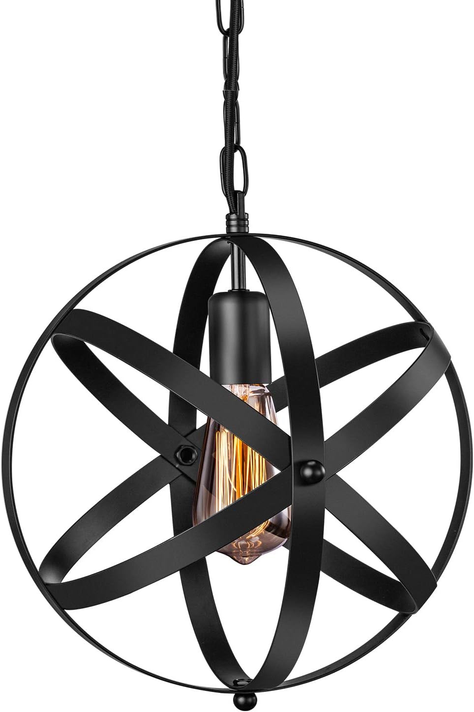 Industrial Pendant Light, Vintage Spherical Pendant Light Fixture with 39.3 Inches Adjustable Metal Chain 1 Pack - - 