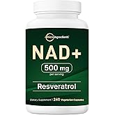 Micro Ingredients NAD+ 500mg with Resveratrol, 240 Veggie Capsules | 2-in-1 NAD Supplement for Women & Men | NMN Pathway Alternative | Non-GMO, Gluten Free